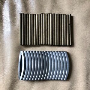 2 Metal Stretch Bracelets Burnished Silver & Bronze